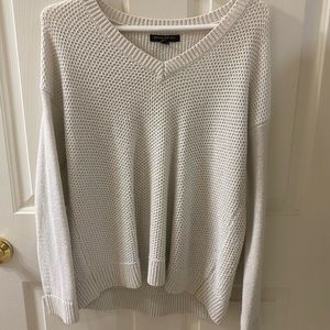 Banana Republic Women's Cream V-neck Knit Slouchy High-low Sweater- Size S